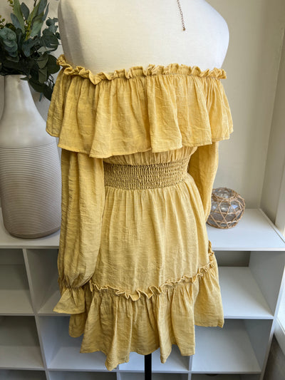 Luna Boho Mini Dress - Yellow