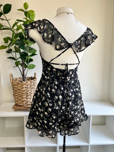 Rose Mini Romper - Black