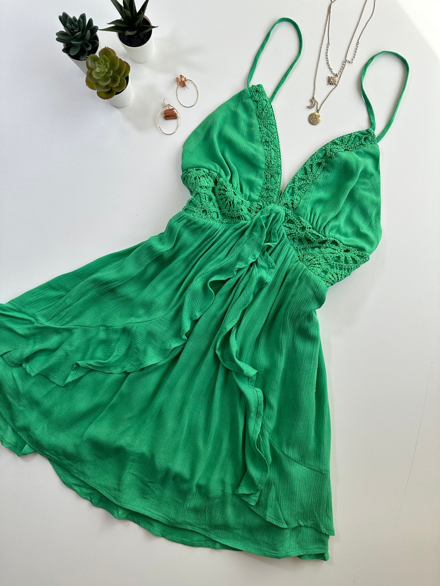 Lost In Spring Mini Dress - Green
