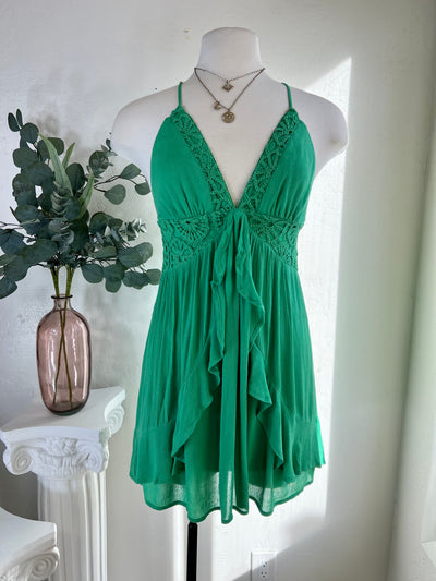 Lost In Spring Mini Dress - Green